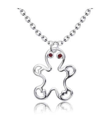  Gingerbread Man Cookie Shape  Silver Necklace SPE-5232